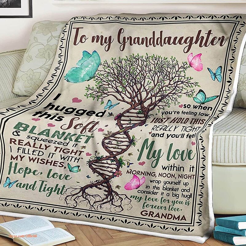 Tree Quilt Blanket To My Granddaughter. Foldable And Compact - Super King - Ettee