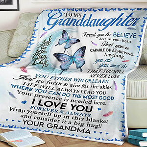 Butterfly Quilt Blanket for Granddaughter - Foldable & Compact Gift - Super King - Ettee