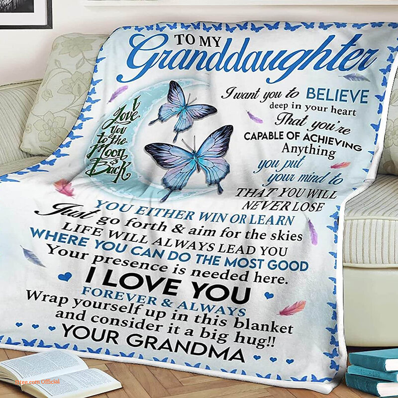 Butterfly Quilt Blanket for Granddaughter - Foldable & Compact Gift - Super King - Ettee