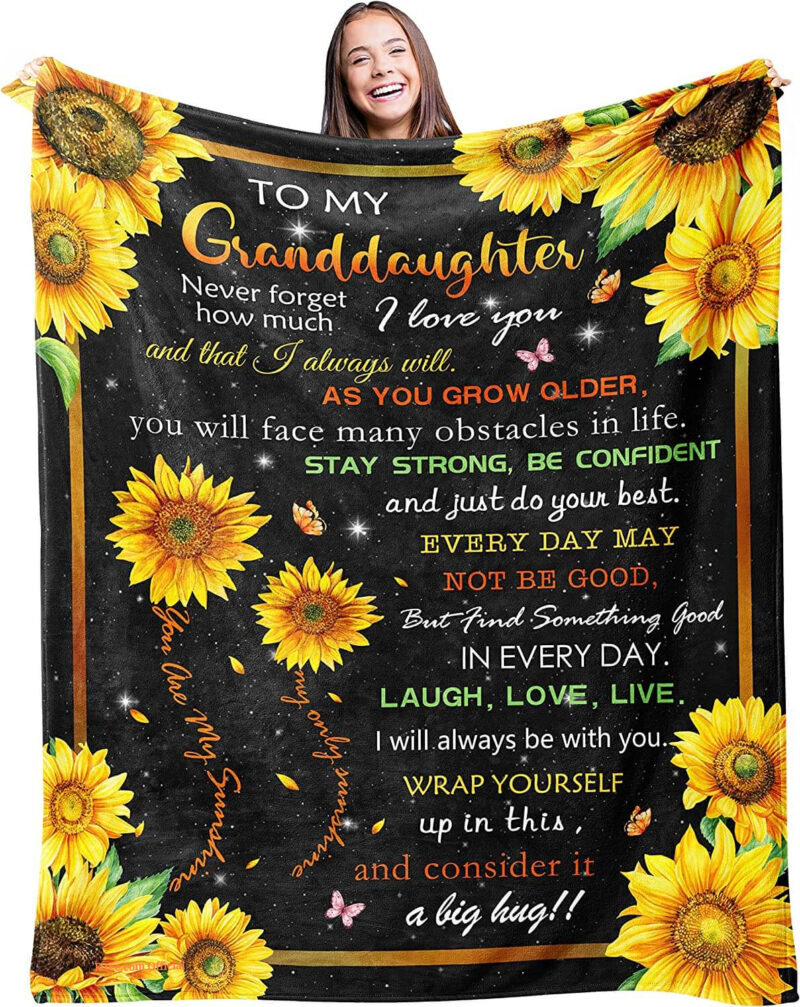 Granddaughter Gifts From Grandma Quilt Blanket. Foldable And Compact