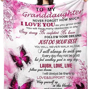 To My Granddaughters Kids Quilt Blanket. Lightweight And Smooth Comfort - Super King - Ettee