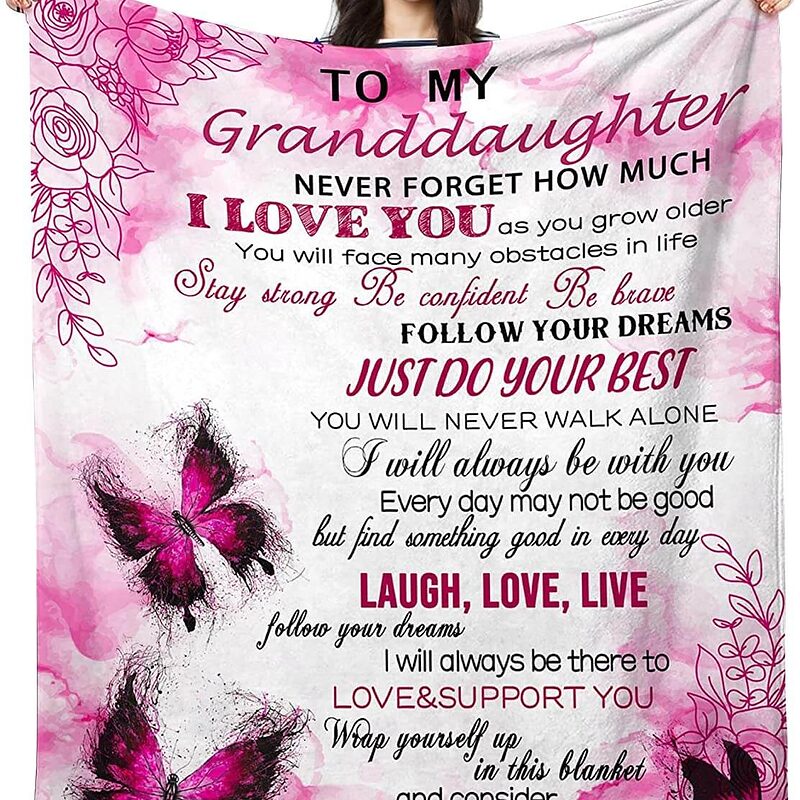 To My Granddaughters Kids Quilt Blanket. Lightweight And Smooth Comfort - Super King - Ettee