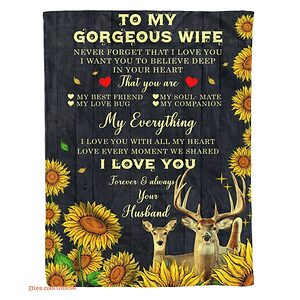 blanket to my wife gifts for wife deer i love you - Super King - Ettee