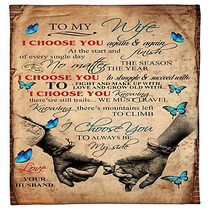 blanket for wife husband to wife i choose you butterfly - Super King - Ettee