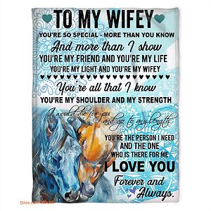 blanket for wife wife you are so special more than you know blue horses - Super King - Ettee