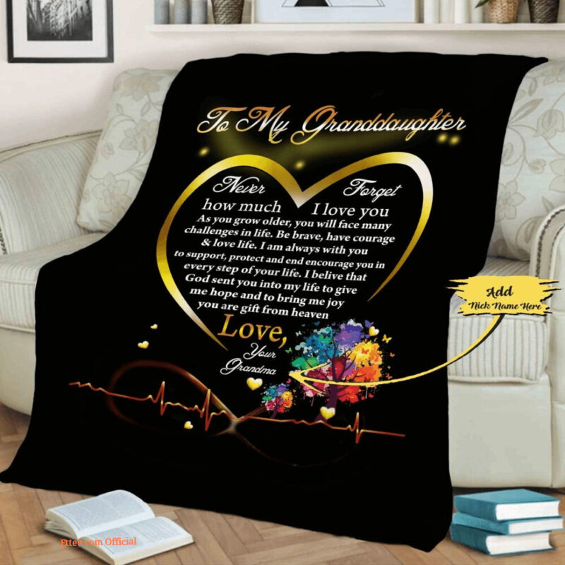 To My Granddaughter Customized Quilt Blanket From Grandma. Soft To Touch