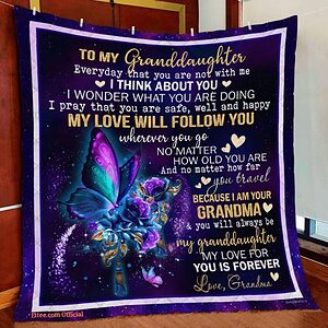 To My Granddaughter Butterfly Quilt Blanket From Grandma My Love For You - Super King - Ettee