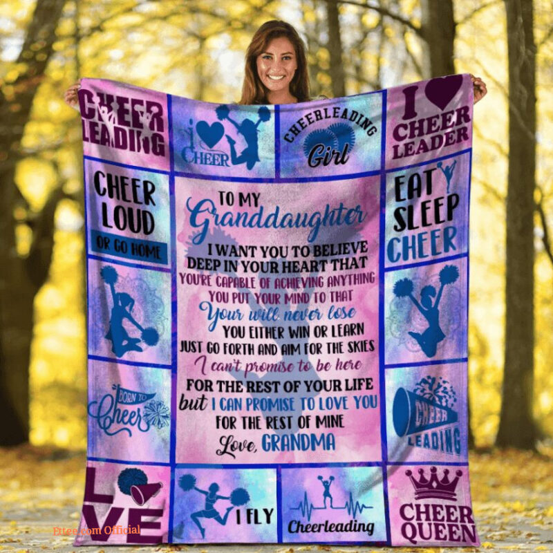 To My Granddaughter Cheerleading Quilt Blanket From Grandma