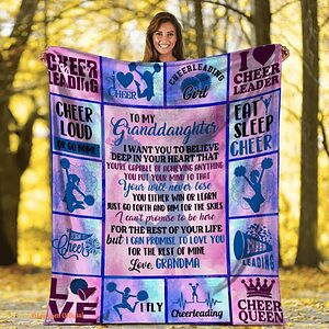 To My Granddaughter Cheerleading Quilt Blanket From Grandma - Super King - Ettee