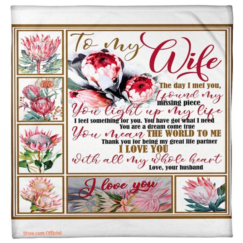 blanket for wife husband to wife i found my missing piece floral