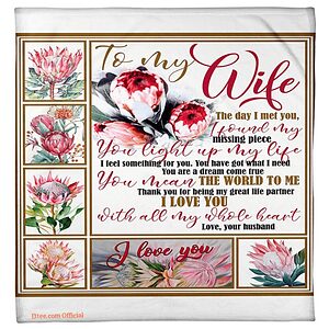 blanket for wife husband to wife i found my missing piece floral - Super King - Ettee