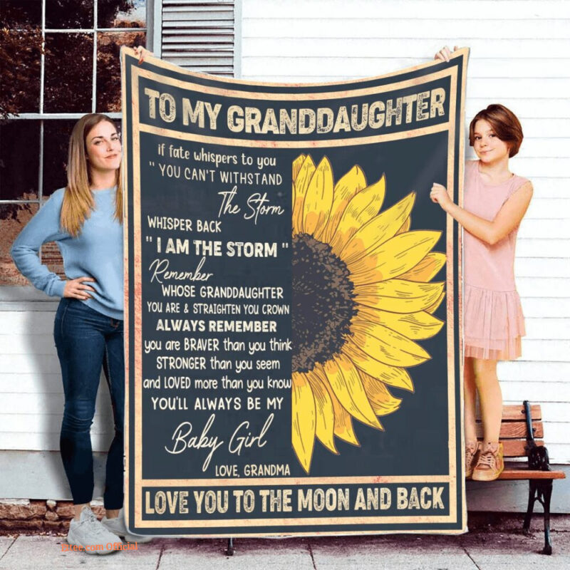 To My Granddaughter Quilt Blanket Sunflower. Light And Durable. Soft To Touch