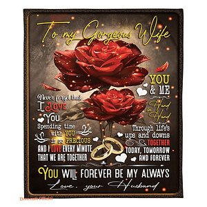 blanket for wife valentine birthday couple rings roses - Super King - Ettee