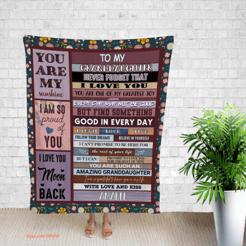To My Granddaughter Quilt Blanket. Foldable And Compact