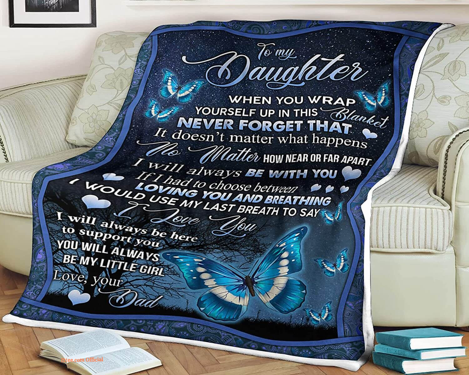 Butterfly Quilt Blanket To My Daughter. Foldable And Compact Butterfly Quilt Blanket To My Daughter. Foldable And Compact - Ettee - butterfly