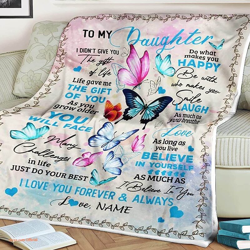 Butterfly Quilt Blanket To My Daughter. Lightweight And Smooth Comfort - Super King - Ettee