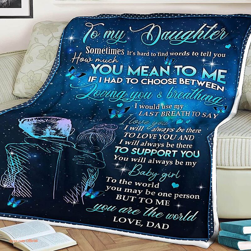 Butterfly Family Quilt Blanket To My Daughter I Love You. Foldable And Compact - Super King - Ettee