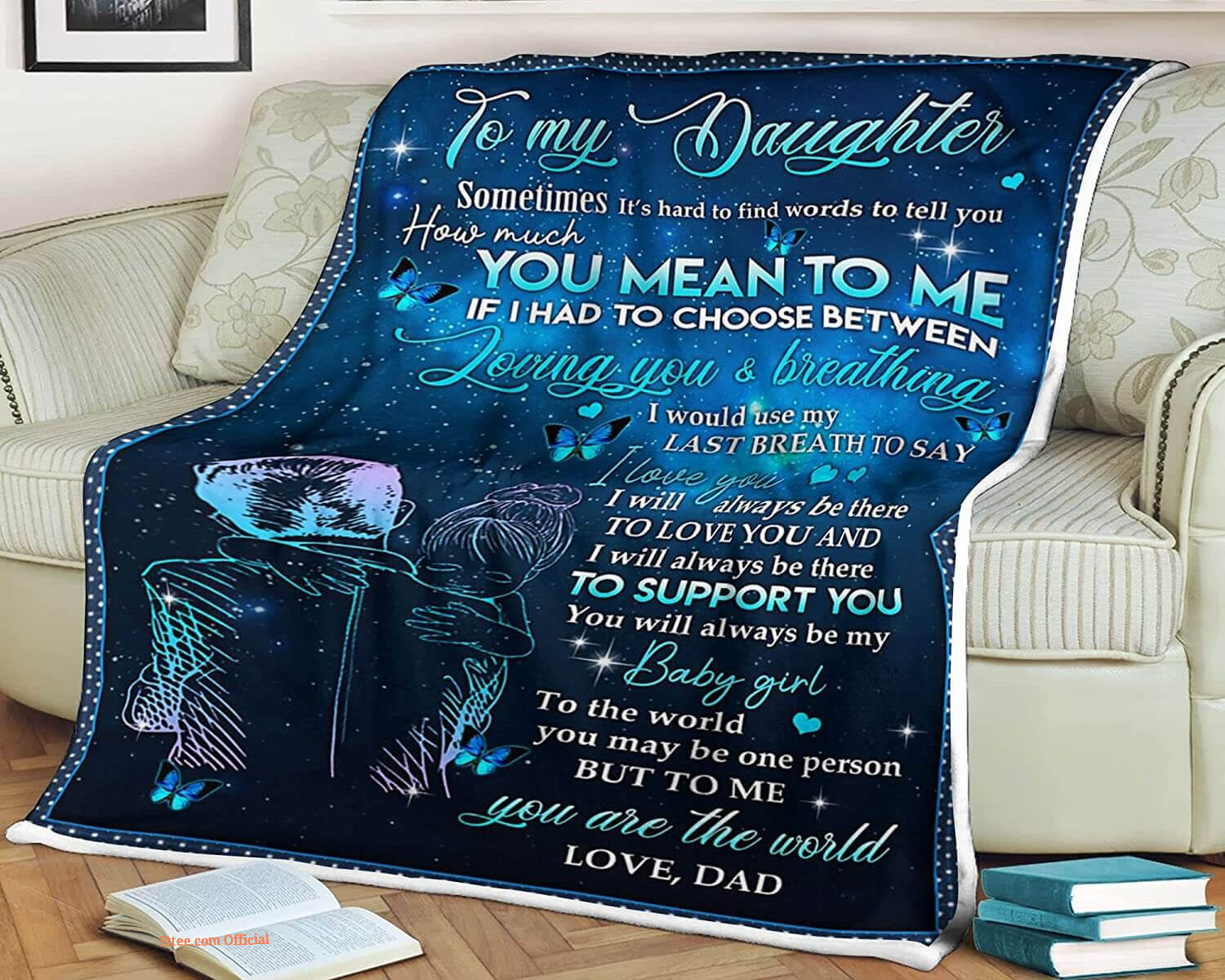 Butterfly Family Quilt Blanket To My Daughter I Love You. Foldable And Compact Butterfly Family Quilt Blanket To My Daughter I Love You. Foldable And Compact - Ettee - Butterfly Family Quilt Blanket