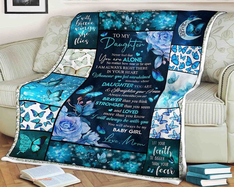Flower Butterfly Quilt Blanket To My Daughter With Brave Wings