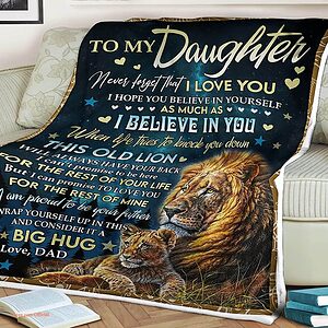 Lion Quilt Blanket To My Daughter. Lightweight And Smooth Comfort - Super King - Ettee