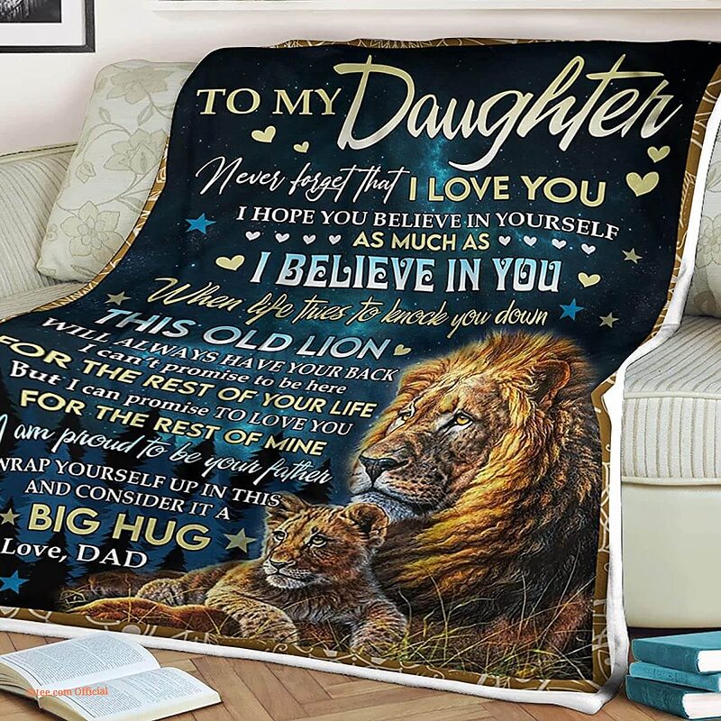 Lion Quilt Blanket To My Daughter. Lightweight And Smooth Comfort - Super King - Ettee