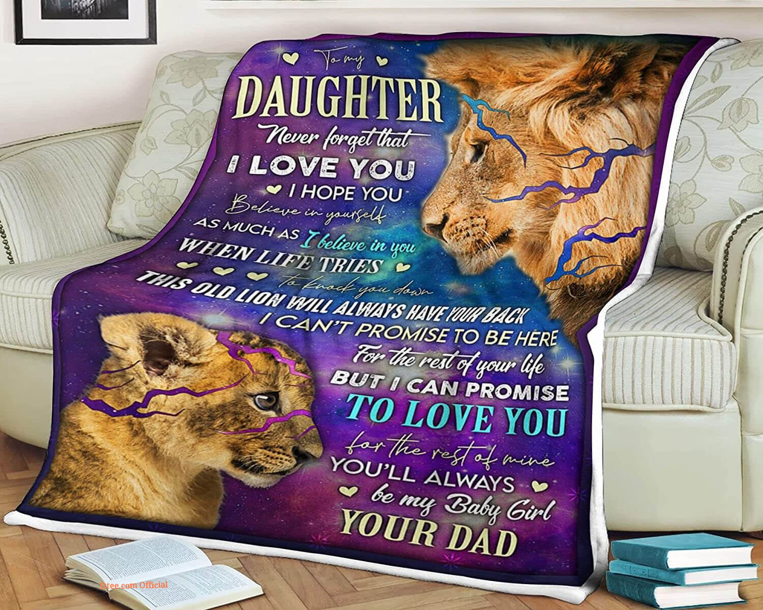 Lion Quilt Blanket To My Daughter. Foldable And Compact Lion Quilt Blanket To My Daughter. Foldable And Compact - Ettee - compact