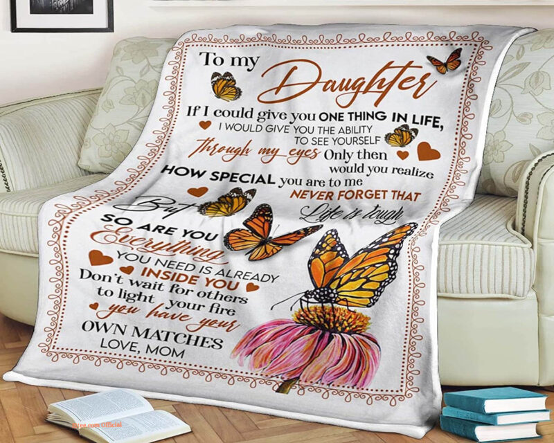 Butterfly Quilt Blanket To My Daughter Never Forget. Foldable And Compact