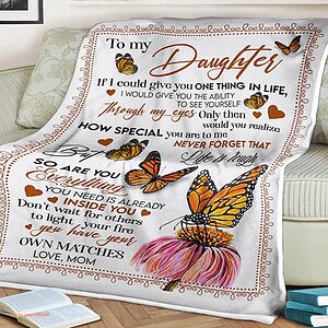 Butterfly Quilt Blanket To My Daughter Never Forget. Foldable And Compact - Super King - Ettee