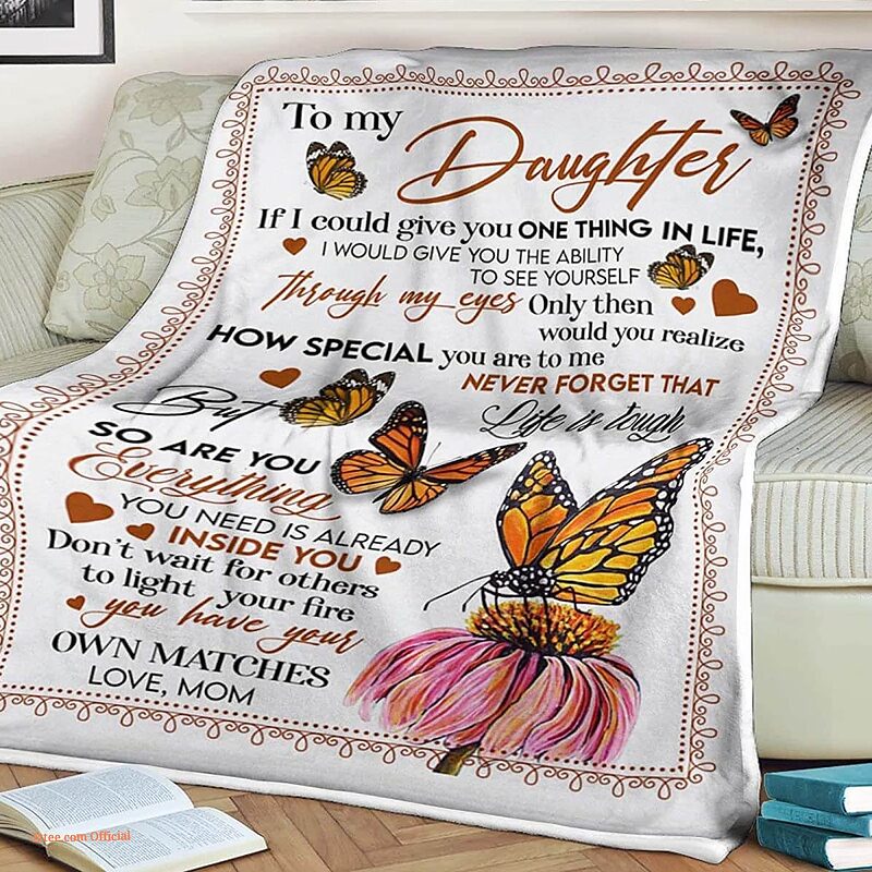Butterfly Quilt Blanket To My Daughter Never Forget. Foldable And Compact - Super King - Ettee