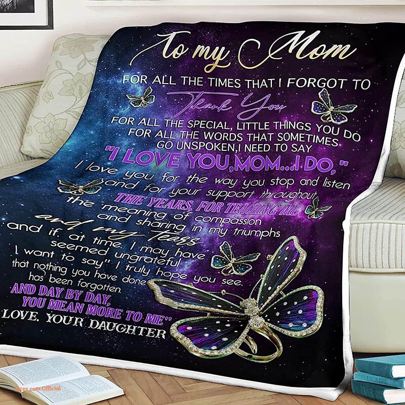 Butterfly Star Quilt Blanket To My Daughter I Need To Say I Love You Mom - Super King - Ettee