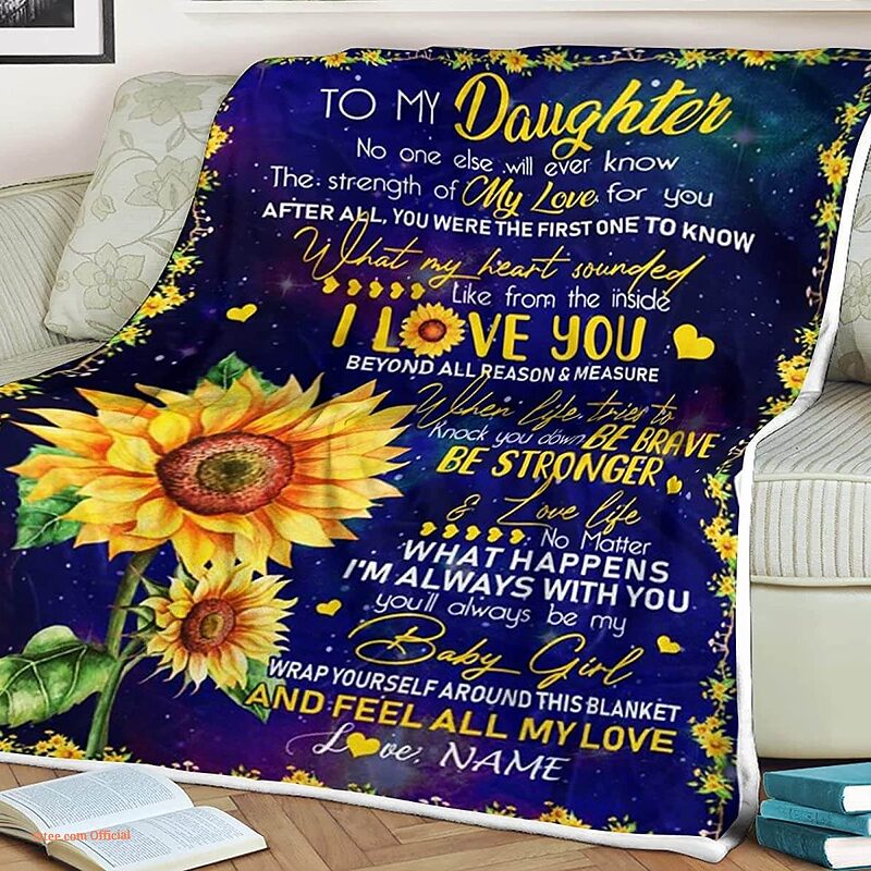 Sunflower Quilt Blanket To My Daughter I'm Always With You. Foldable And Compact - Super King - Ettee
