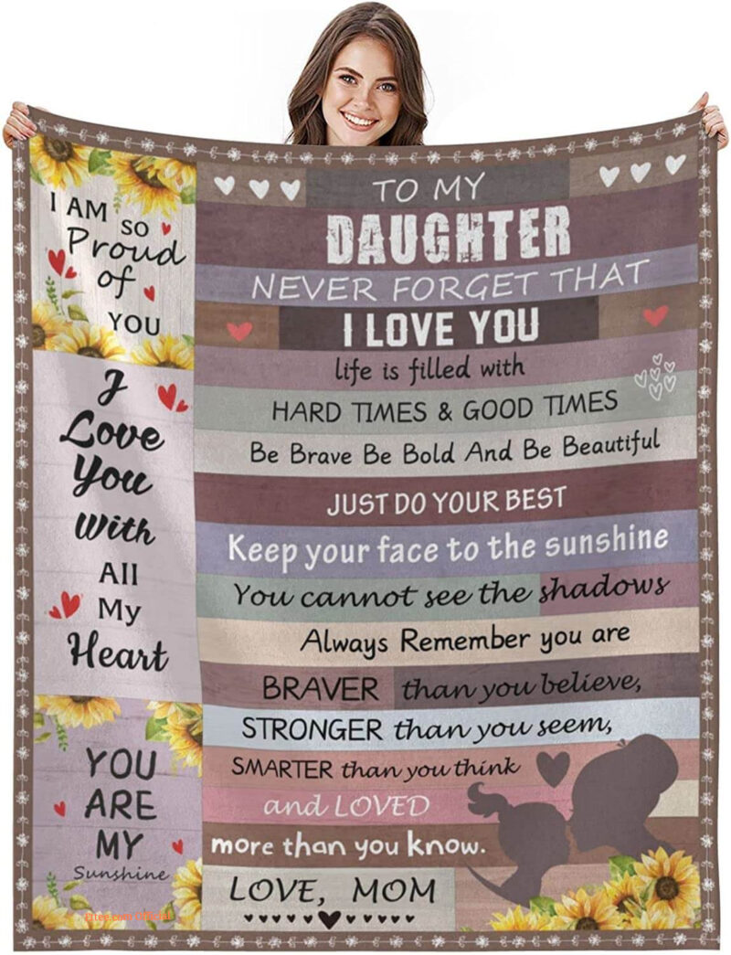 To My Daughter Quilt Blanket From Mom. Foldable And Compact