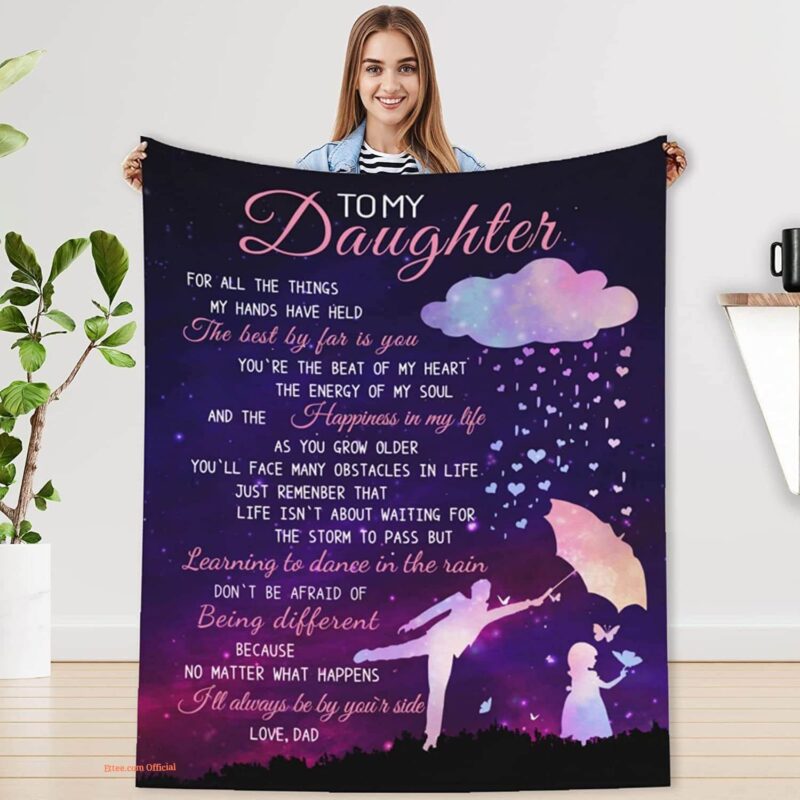 To My Daughter Gifts Blanket From Dad. Foldable And Compact