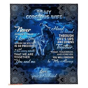 blankets to my wife valentine day gift for wife you me wolf - Super King - Ettee
