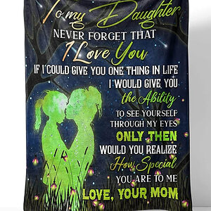 To My Daughter Green Lucky Quilt Blanket From Mom. Foldable And Compact - Super King - Ettee