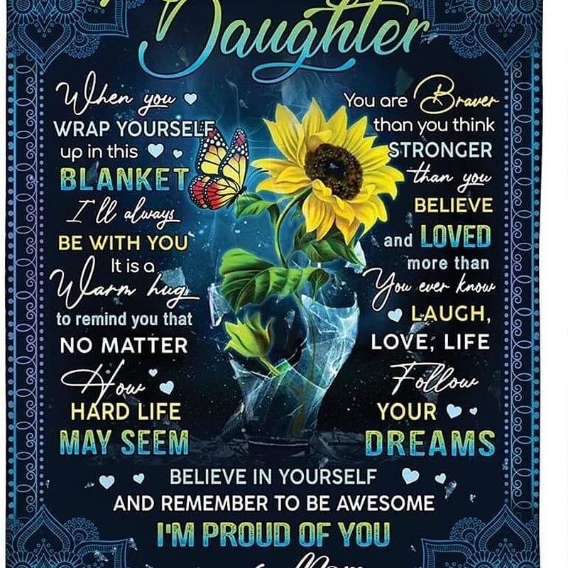 To My Daughter Sunflower Quilt Blanket. Light And Durable. Soft To Touch - Super King - Ettee