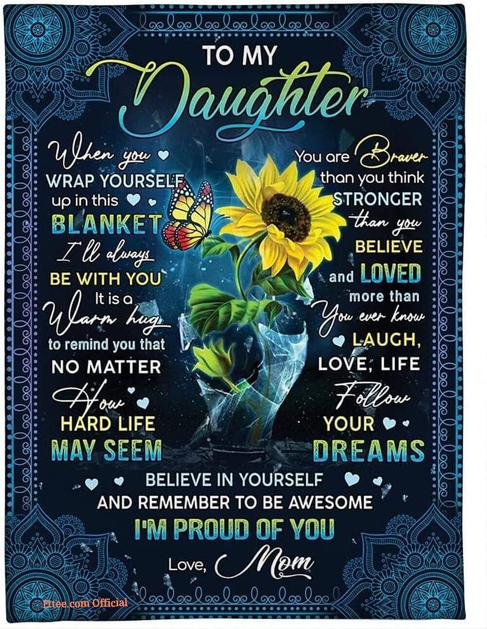 To My Daughter Sunflower Quilt Blanket. Light And Durable. Soft To Touch To My Daughter Sunflower Quilt Blanket. Light And Durable. Soft To Touch - Ettee - Daughter