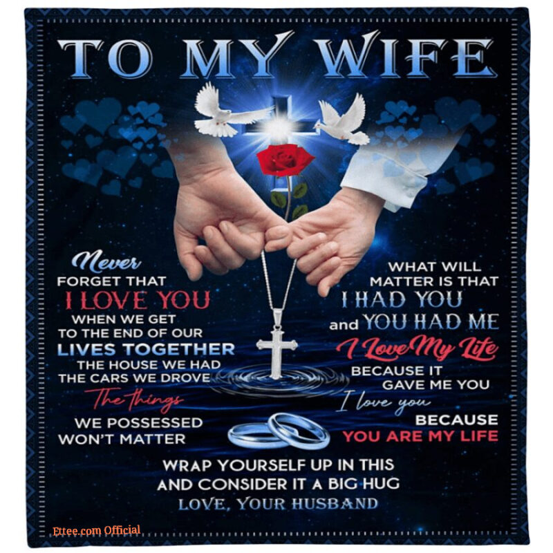 blanket for wife valentine day you are my life hand in hand cross dove