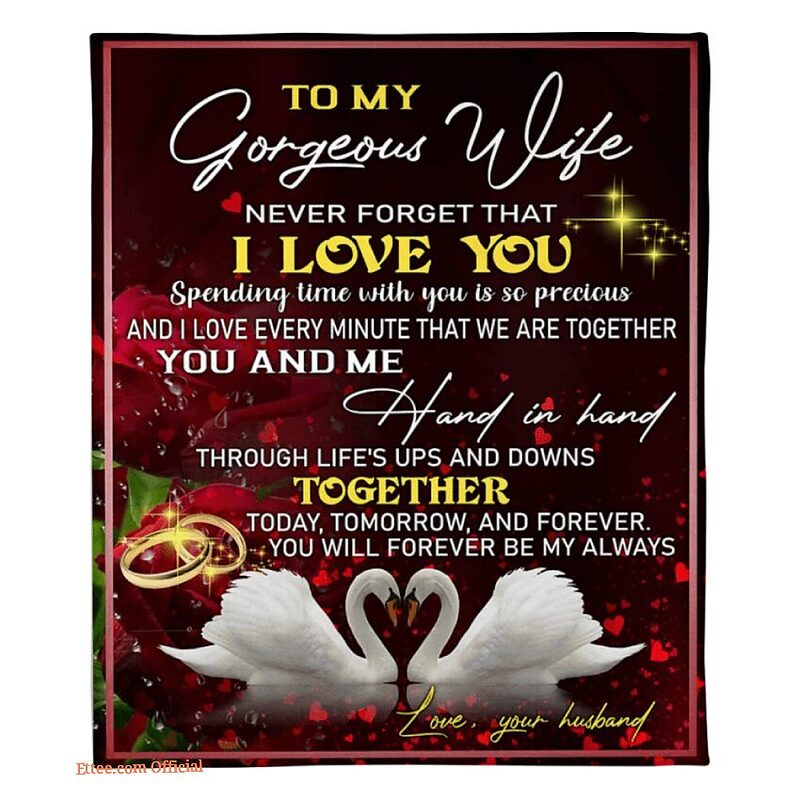 blanket for wife anniversary valentine white swan i love you - Super King - Ettee