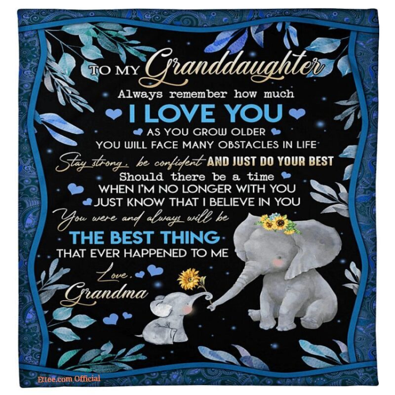 To My Granddaughter Elephant Quilt Blanket From Grandma Always Remember