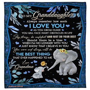 To My Granddaughter Elephant Quilt Blanket From Grandma Always Remember - Super King - Ettee