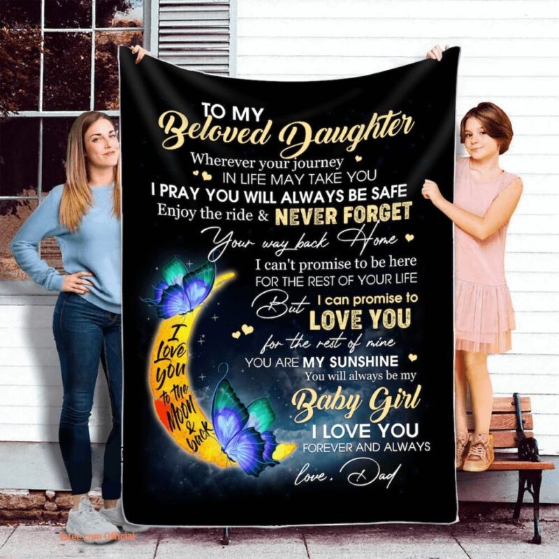 To My Daughter Quilt Blanket From Dad Daughter Father. Foldable And Compact