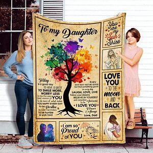 To My Daughter From Dad Mom Adult Mink Sherpa Quilt Blanket - Super King - Ettee