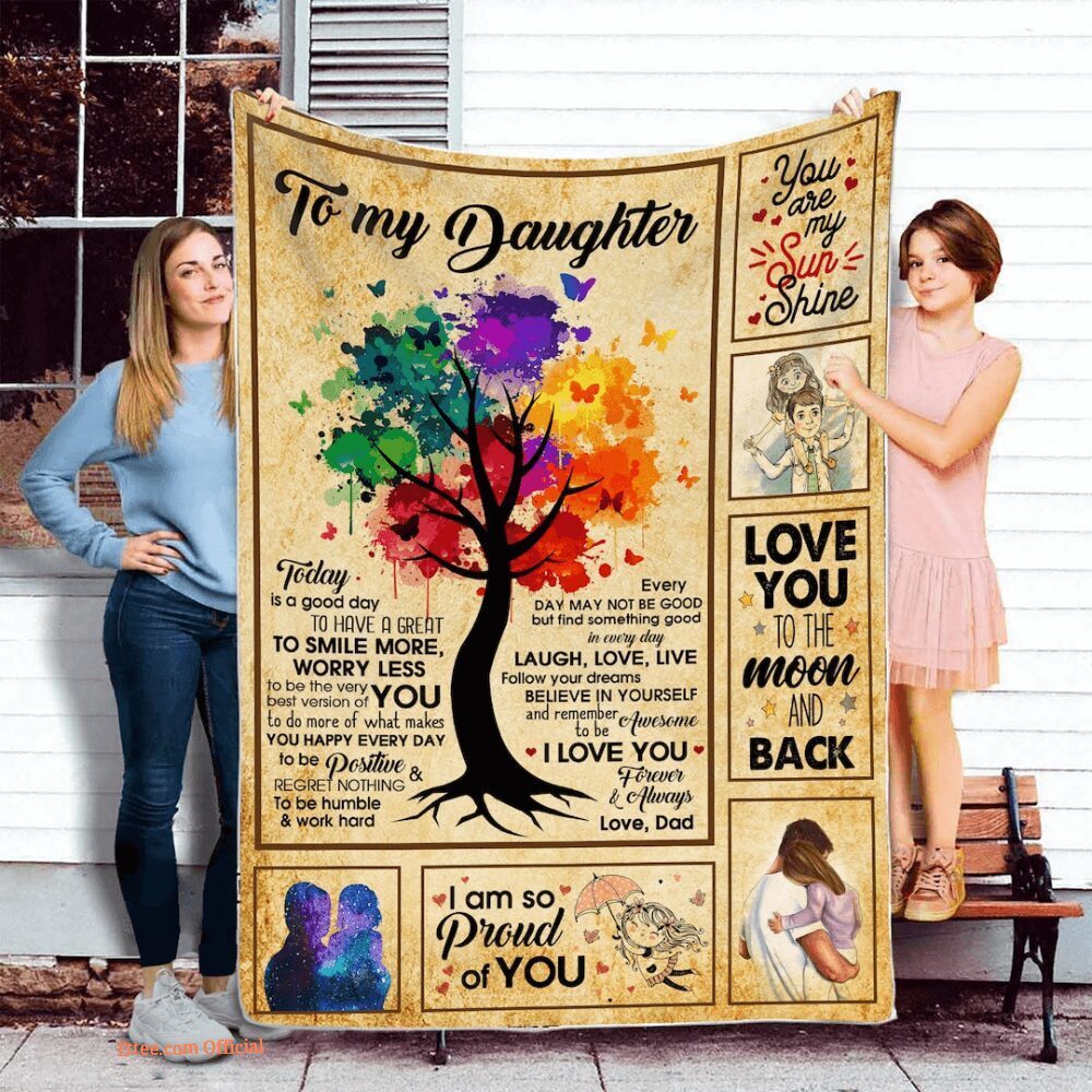 To My Daughter Quilt Blanket From Dad Daughter Father. Foldable And Compact - Ettee - compact