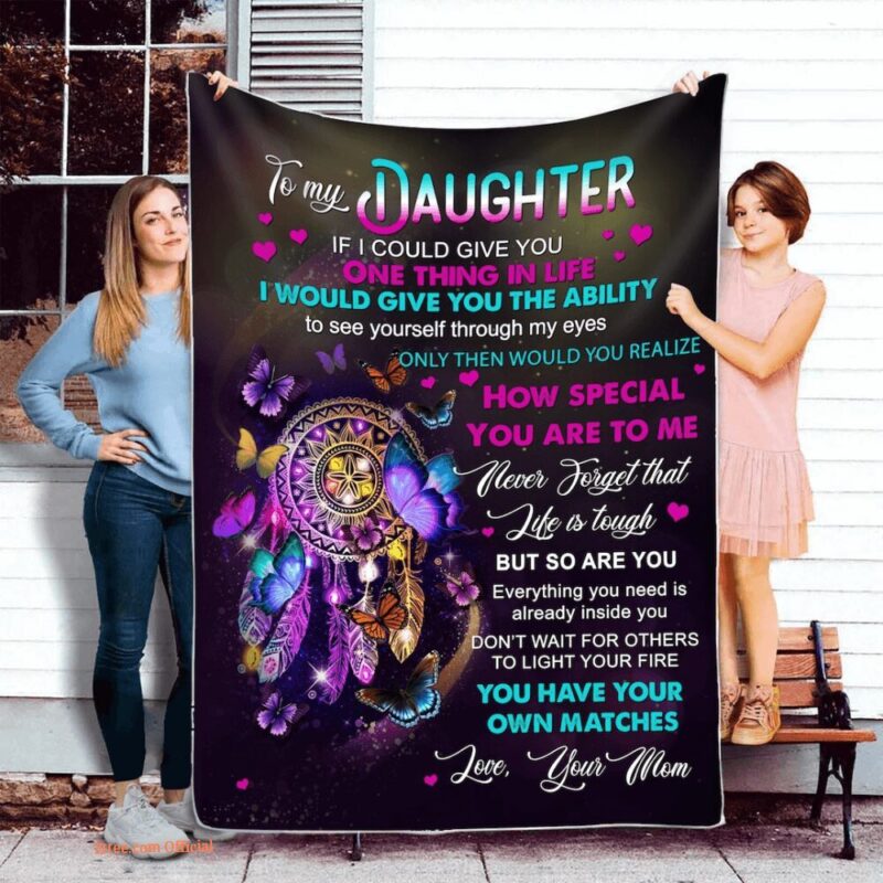 To My Daughter Quilt Blanket From Mom. Lightweight And Smooth Comfort