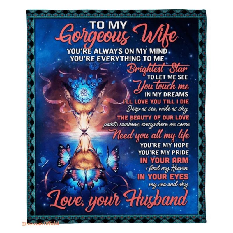 blanket for wife blue flowerbutterfly