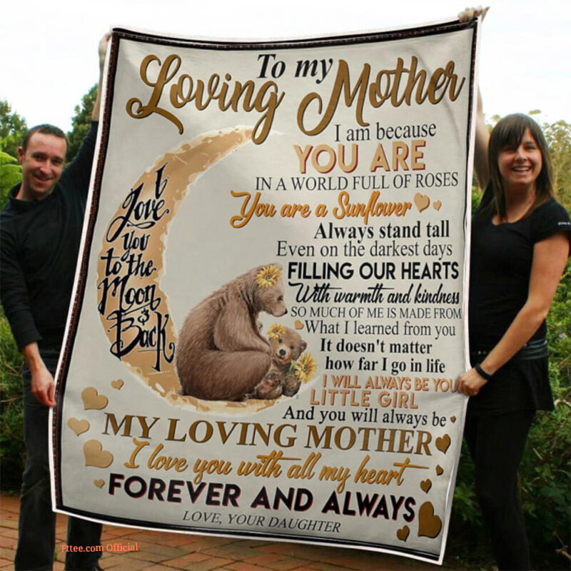 Mother Quilt Blanket To My Mom Bears Sunflower I Love You To The Moon And Back