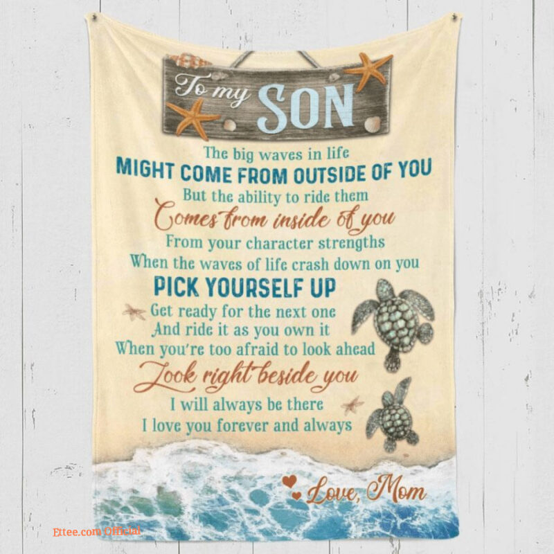 to my son the big waves in life sea turtle blanket