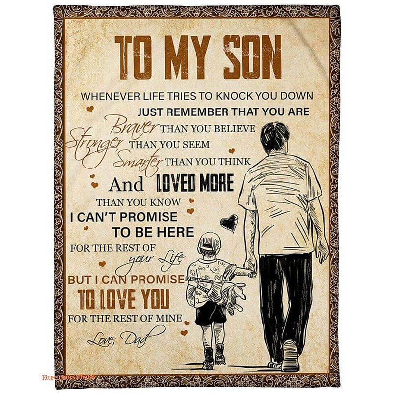 to my son whenever life tries to knock you down vintage blanket - Super King - Ettee