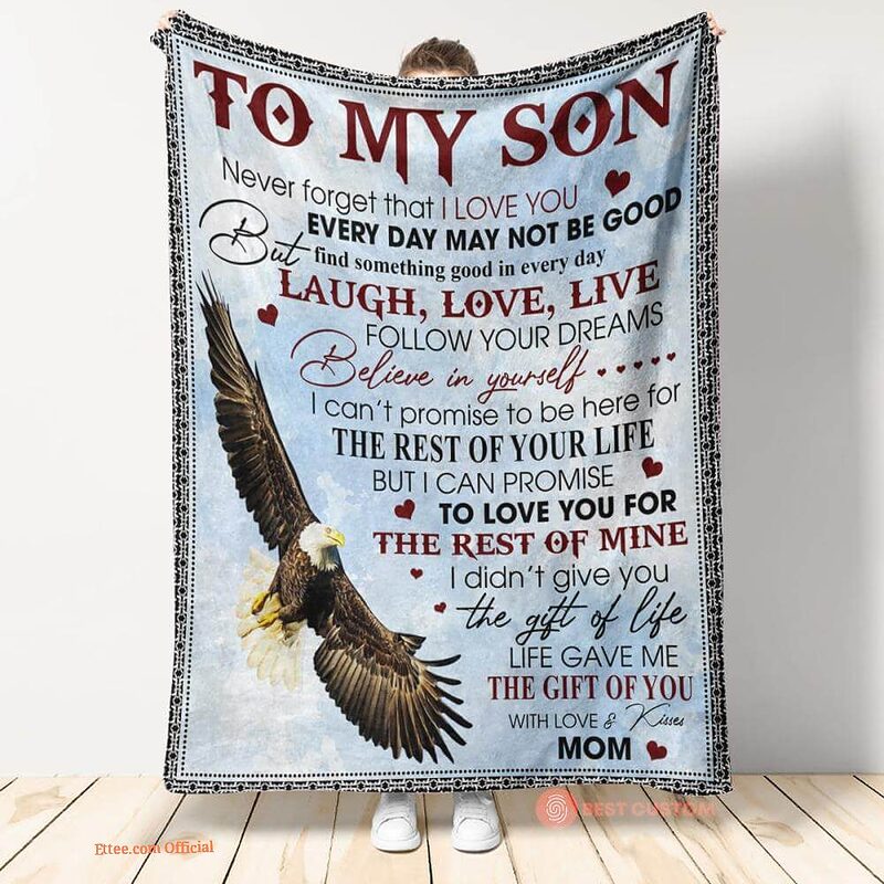 gift for son blanket never forget that i love you eagle mom to son